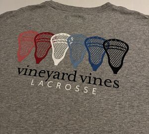 NEW Vineyard Vines LACROSSE Short Sleeve Pocket Gray T-Shirt MEDIUM Logo LAX